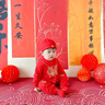 迪士尼（Disney）嬰兒連體衣秋冬款加絨滿(mǎn)月服嬰幼兒秋裝抓周禮服周歲寶寶喜慶衣服 紅色 福氣滿(mǎn)滿(mǎn) 59cm 曬單實(shí)拍圖