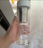 米家玻璃杯 雙層帶茶隔水杯 耐高溫泡茶杯  加厚透明杯子400mL 珍珠白 曬單實拍圖