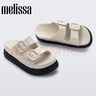 melissa梅麗莎25新品COZY女小可厚底拖鞋雙根帶休閑外穿拖鞋36158 黑色/米色 36 曬單實(shí)拍圖