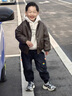 G.DUCKKIDS小黃鴨男童外套春秋2025新款兒童皮衣夾克衛衣兩件套寶寶帥氣衣服 棕色 90 建議1~2歲【 80-90cm】cm 曬單實(shí)拍圖