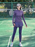 phigeer半拉鏈羽毛球運動(dòng)套裝女秋季專(zhuān)業(yè)跑步速干衣網(wǎng)球服長(cháng)袖健美操服裝 黛紫色兩件套（紫褲） M 曬單實(shí)拍圖