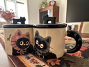 初覓陶瓷馬克杯可愛(ài)卡通貓咪水杯子咖啡杯茶杯生日禮物送朋友伴手禮 灰色【禮盒裝】 360ml 曬單實(shí)拍圖