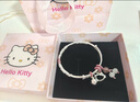 紀博馳9999純銀手鐲繁花似錦helloKitty實(shí)心推拉鐲kt貓七夕情人節禮物足銀手鐲繁花似錦+精美禮盒約18克 曬單實(shí)拍圖