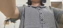 皮爾卡丹（pierre cardin）純棉格子襯衫領(lǐng)連衣裙女夏季新款時(shí)尚寬松休閑大碼顯瘦中長(cháng)款裙子 黑白格 XL 建議120-130斤 曬單實(shí)拍圖