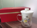 蘇氏陶瓷玻璃花茶杯帶蓋過(guò)濾泡茶杯辦公杯水杯富貴牡丹杯伴手禮物 乳白色 曬單實(shí)拍圖