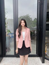 紫魅俏職業(yè)小西裝外套女中袖薄款春夏2025新款小個(gè)子短款休閑西服套裝裙 粉色西裝 L 曬單實(shí)拍圖