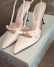 CHARLES&KEITH緞面蝴蝶結(jié)尖頭高跟涼鞋女生日禮物CK1-60361556 Light Pink淺粉色 39 曬單實拍圖