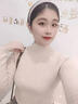 斐特瑪【斷碼撤柜】羊毛衫女士半高領(lǐng)毛衣修身內搭純色打底衫加厚保暖 杏色 M 曬單實(shí)拍圖