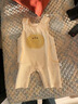春秋兒童背帶褲寶寶時(shí)髦純棉連體衣男女童卡通外出服嬰兒爬服長(cháng)褲 淺黃色 卡通背帶褲 66cm 曬單實(shí)拍圖