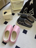 銳圖尼防水棉拖鞋情侶款兩雙情侶拖鞋男女冬季室內家居加厚保暖毛毛棉鞋 粉色+黑色 女37-38+男42-43 曬單實(shí)拍圖