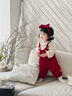 優(yōu)奇嬰兒衣服秋裝連體衣小月齡女寶寶滿(mǎn)月百天超萌公主紅色哈衣外出服 紅色 66cm 曬單實(shí)拍圖