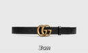 GUCCI古馳雙G帶扣皮革男士腰帶3厘米寬 黑色 75cm 曬單實(shí)拍圖