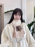 玖慕（JIUMU）純羊毛圍巾女秋冬季百搭加厚保暖格子圍脖披肩送媽媽教師禮物 燕麥色 曬單實(shí)拍圖