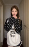設計感愛(ài)心波點(diǎn)插肩長(cháng)袖T恤女秋季韓系chic小眾寬松早秋單穿上衣 白色 L 曬單實(shí)拍圖