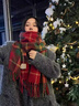viney圍巾女冬季2025新款紅色格子加厚保暖圍脖圣誕節生日禮物送女友 紅色-高端禮盒裝 曬單實(shí)拍圖