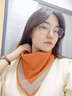 俞兆林針織磁吸扣三角圍巾女春秋冬多功能百搭新款保暖洋氣裝飾護頸圍脖 橘灰色雙面純色 針織磁吸三角巾 曬單實(shí)拍圖