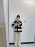 革曼孕婦春秋裝套裝2025時(shí)尚新款長(zhǎng)袖條紋針織孕婦外套遮肚上衣闊腿褲 黑色條紋開衫外套 XL 曬單實(shí)拍圖