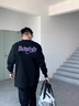棉之雪秋季男士重磅打底衫長袖t恤男美式復(fù)古hiphop潮牌chic寬松ins百搭 黑色 L 【110斤-130斤】 曬單實拍圖