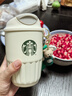 星巴克杯子女神頭像保溫杯隨手杯雙飲口咖啡杯禮物高顏值正品中秋節 300企鵝杯陶瓷內膽白+掛墜 曬單實(shí)拍圖