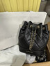 CHARLES&KEITH絎縫菱格鏈條水桶包雙肩包包女包女友生日禮物CK2-10701506 Black黑色 M 曬單實(shí)拍圖
