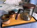 憶壺茶（YIHUTEA）整套茶具泡茶壺套裝玻璃茶杯茶水分離煮茶器辦公室懶人杯子帶茶盤 【含托盤】輕奢黑 壺+木圈2杯 4件 曬單實拍圖