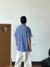 OEMG  藍(lán)色假兩件領(lǐng)帶襯衫男士秋季設(shè)計感千鳥格疊穿襯衣寬松通勤外套 藍(lán)色 XL [建議110-130斤] 曬單實(shí)拍圖