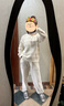 貓人（MiiOW）25新品女士睡衣女超柔軟秋冬保暖情侶款條紋半邊絨家居服可外穿 曬單實(shí)拍圖