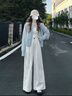 鹿依檸休閑褲女裝套裝2025秋冬新款韓系活潑減齡甜美風(fēng)毛衣寬松闊腿褲子 藍色開(kāi)衫+白色褲子 M 曬單實(shí)拍圖
