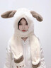 JTTCAC可愛(ài)小狗耳朵會(huì )動(dòng)帽子圍巾手套一體女秋冬季保暖圍脖毛絨絨三件套 米色 建議頭圍：48-54cm(3-10歲) 曬單實(shí)拍圖