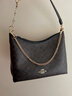 蔻馳（COACH）【品牌直供】女士LAUREL31中號單肩斜挎流浪包深棕配黑色CV975 曬單實(shí)拍圖