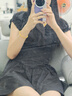 三彩獨醒2025夏季新款甜酷小黑裙木耳邊V領(lǐng)收腰A字裙短裙F 經(jīng)典黑 S 155/80A 曬單實(shí)拍圖