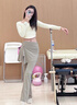 雪茜曼兩件套遮擋裙瑜伽褲女夏秋新款提臀普拉提訓(xùn)練運(yùn)動(dòng)微喇闊腿健身褲 曬單實(shí)拍圖