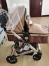 ANGI BABY嬰兒車高景觀嬰兒推車可坐可躺雙向避震0-3歲新生兒遛娃神器推車 卡其金翎【四輪橡膠】 嬰兒車高景觀輕便避震遛娃神車 曬單實(shí)拍圖