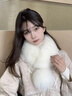 恒源祥獺兔毛圍脖狐貍毛圍巾女冬季韓版雙面防毛百搭毛球保暖皮草毛領(lǐng)子 白色南極狐 曬單實(shí)拍圖