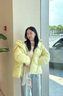 冰潔BINJORA 25冬新款羽絨服女短款百搭連帽面包服保暖外套 J5400DO40 清梨綠 XL 175/96A 【體重約75-85KG】 曬單實(shí)拍圖