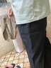 LAGOGO黑色直筒寬松百搭休閑褲女拉谷谷夏季新款高腰氣質(zhì)九分褲 黑色(W1) XL 曬單實(shí)拍圖