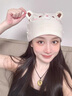 斐卡薇帽子女秋冬季孕婦遮光睡帽護額頭防風(fēng)可愛(ài)小熊月子帽大頭圍堆堆帽 超值換洗裝【米白小熊+粉色小熊】 曬單實(shí)拍圖