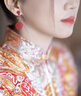 芯奢中國風(fēng)雙喜耳環(huán)中式結婚耳夾無(wú)耳洞女漢服敬酒服耳飾喜字新娘耳墜 長(cháng)款囍字【耳夾】蚊香盤(pán) 曬單實(shí)拍圖