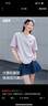森馬（Semir）迪士尼短袖t恤女中長款寬松圓領上衣25夏新款涼感重磅刺繡打底衫 粉紫70028 L 曬單實拍圖