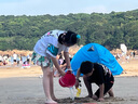 ASK JUNIOR兒童褲子25夏季撞色印花短褲裙褲女大童五分褲休閑花苞褲 綠色 曬單實(shí)拍圖