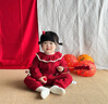 優(yōu)奇嬰兒衣服滿(mǎn)月女寶寶爬服紅色毛衣針織連體衣秋裝周歲禮服喜慶爬服 紅色 90cm 曬單實(shí)拍圖
