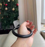 拾想新疆和田玉墨玉手鐲女圓條玉鐲玉石塔青沙棗青鐲送媽媽禮物附證書(shū) 圈口54mm 曬單實(shí)拍圖