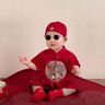 迪士尼（Disney）童裝周歲禮服寶寶衣服夏季薄款滿(mǎn)月服嬰兒套裝中國風(fēng)刺繡百日宴服 350紅色三件套+掛件 80 碼適合9-12月(75-85cm) 曬單實(shí)拍圖