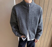 Shelley Jones日系簡(jiǎn)約雙拉鏈開(kāi)衫毛衣男士秋冬季新款寬松潮流慵懶風(fēng)針織衫外套 深灰色 XL [建議125-135斤] 曬單實(shí)拍圖