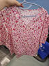 珂萊蒂爾【桑蠶絲】2025年夏季新款舒適親膚淑女V領(lǐng)碎花襯衫女 淡橙紅色 2XL 曬單實(shí)拍圖