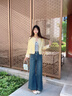 香影闊腿牛仔褲女2025秋季新款丹寧風(fēng)復(fù)古寬松梨形身材高腰直筒褲 牛仔藍(lán) S 155/60A/85-95斤 曬單實(shí)拍圖