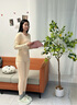 鴨鴨（YAYA）【鵝絨天絲】新品保暖內衣女德絨發(fā)熱加絨加厚秋衣秋褲套裝打底衫 曬單實(shí)拍圖