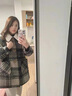 皮爾卡丹（pierre cardin）格子毛呢外套女中長(cháng)款2024秋冬季新款小個(gè)子氣質(zhì)寬松厚呢子大衣 灰格 M 曬單實(shí)拍圖