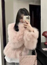 蕓蕁外套女2025新款粉色環(huán)保皮草上衣感超好看小香風(fēng)毛毛外套女秋冬 粉色 S 曬單實(shí)拍圖