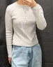 優(yōu)衣庫女裝羅紋亨利領(lǐng)T恤/長(cháng)袖修身短款內搭打底25新款479591 02 淺灰色 L /160/88A 曬單實(shí)拍圖